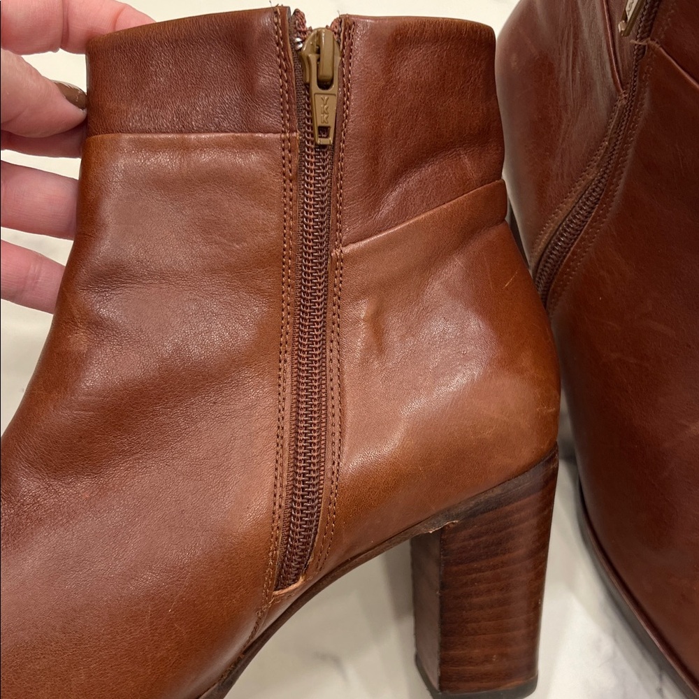 Chic Brown Leather Ankle Booties - Picture 7 of 9